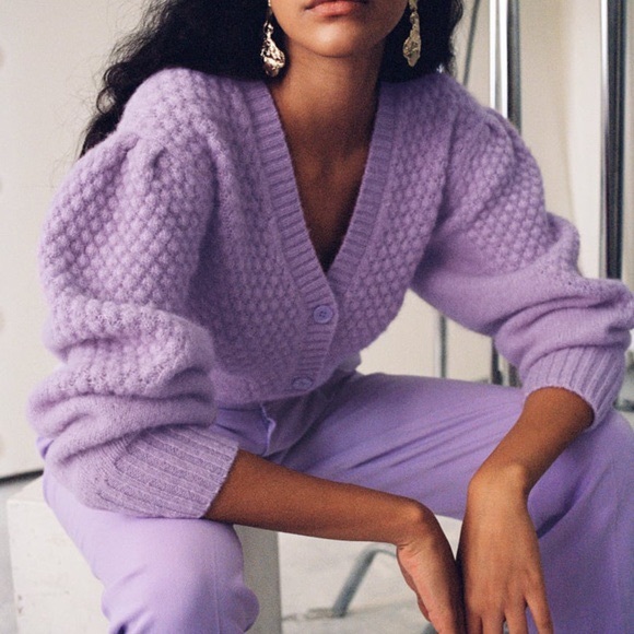 Waffle Knit Cardigan Xs In Lilac | Poshmark